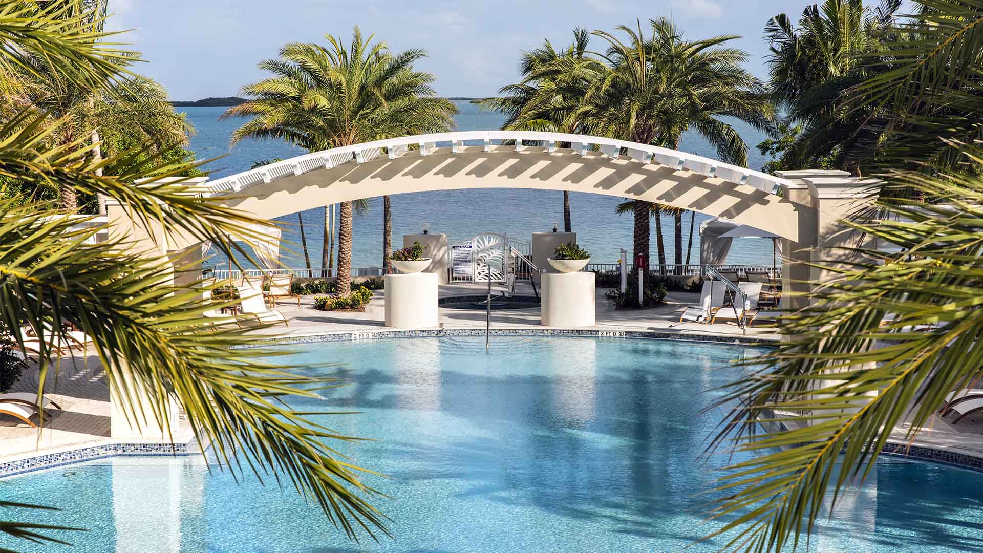 Bayfront Pool at Playa Largo Resort and Spa with Florida Bay in the background