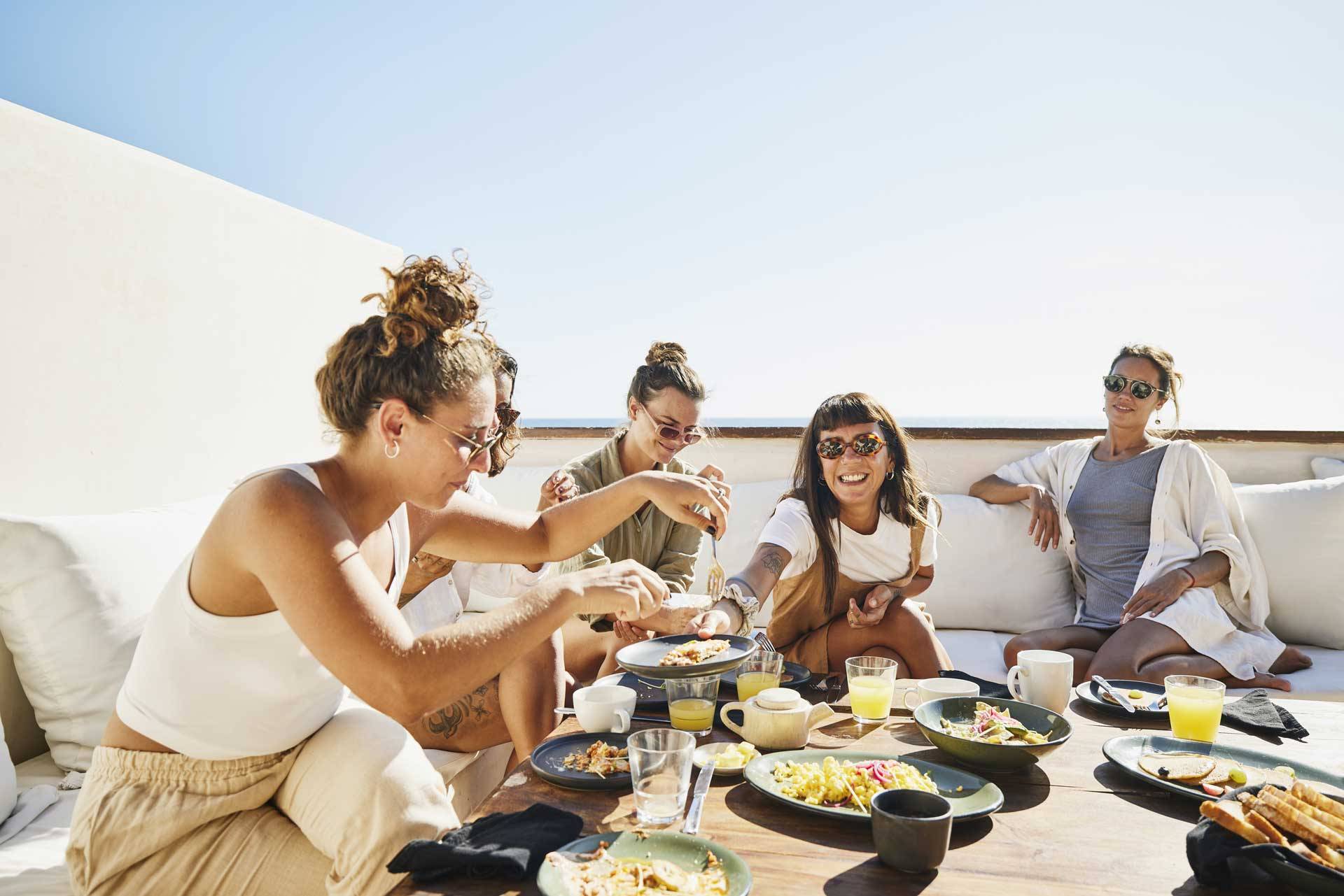 Gathering of friends at the beach